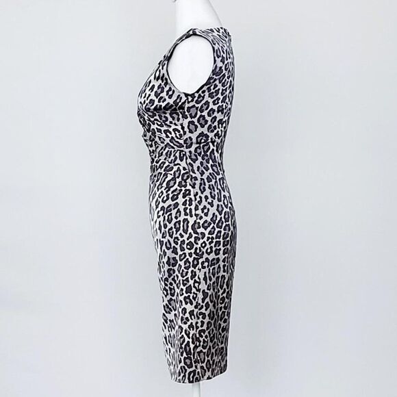Cache Women's Leopard Animal Print Dress - Size 0 Silver/Black - Picture 2 of 12
